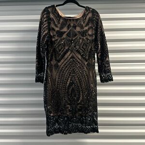 Black/Beige Party/Holiday Dress